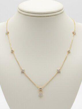 GRA Certified, 1.00 cwt Moissanite Small Cross Necklace 16-18 inch, MSRP $850